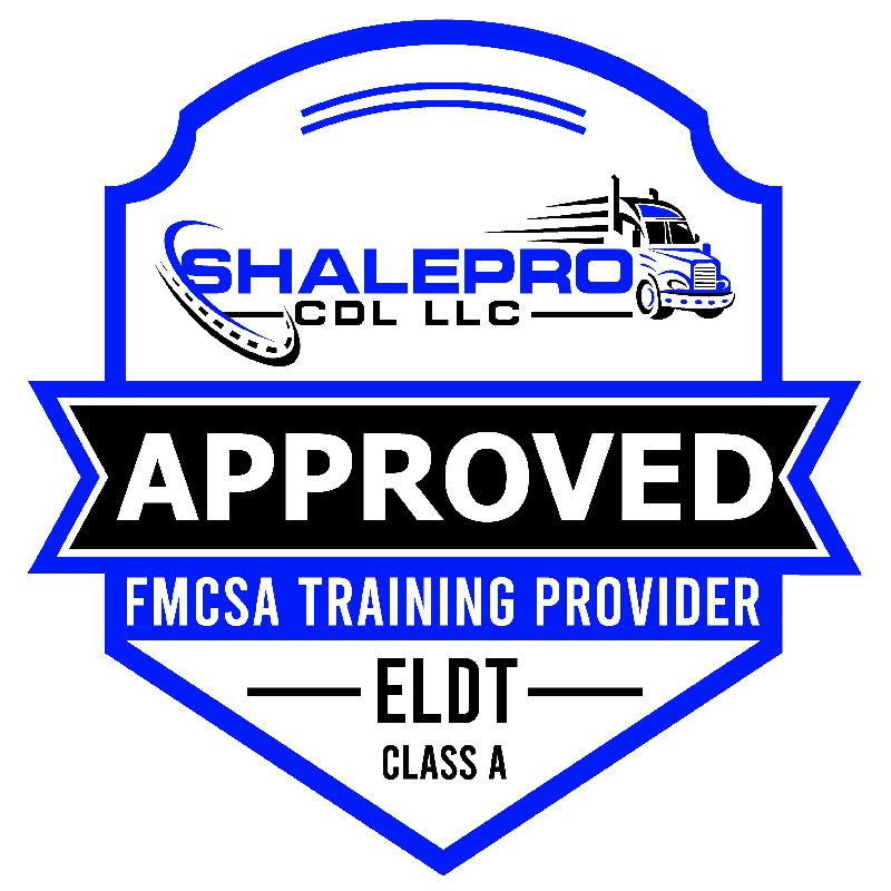 ShalePro CDL LLC approved FMCSA ELD training provider badge.